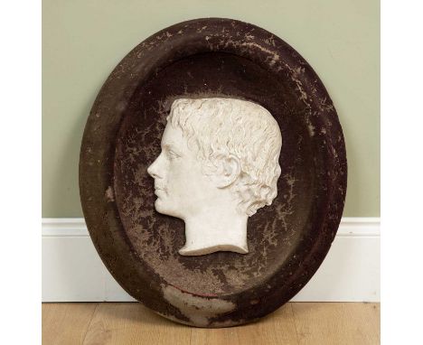 A 19th century plaster profile relief portrait of a gentleman, signed 'H.B. Smith', indistinctly dated, set in an oval frame,