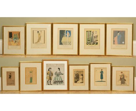 After George Lepage "Les Trois Robes Neuves" print in colour for "Gazette du Bon Ton", dated "Juin 1913", 31.5cm x 33cm; toge