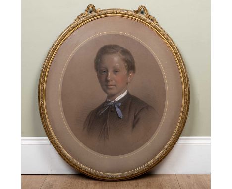 Anton Hähnisch (1817-1897) Portrait of a young man, pastels, signed and dated 1860, 44cm x 52cm (oval)The paper very faded. S