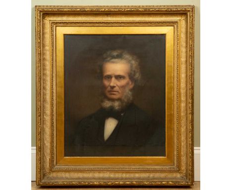 A 19th century English School portrait of a gentleman, oil on canvas, indistinctly signed 'Horsbire(?) Edinburgh 1875', 60cm 