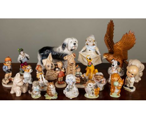 A collection of various ceramic and porcelain collectable figurines by Beswick and others to include: a Royal Doulton figurin