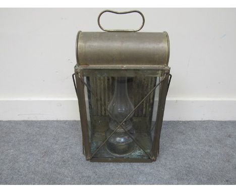 A brass carriage lantern, 35cm tall