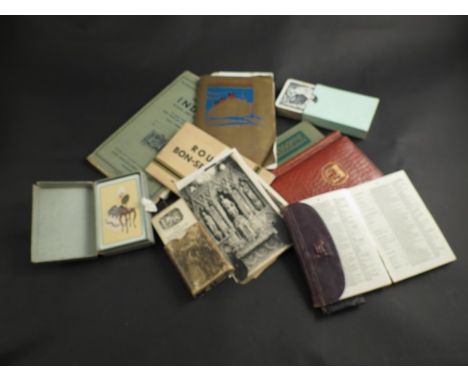 A collection of White Star Line ephemera and later items including Christmas 1914 letter, postcard, playing cards, etc