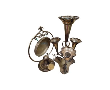 SILVER PLATE EPERGNE &amp; DINNER GONG