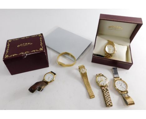 Various wristwatches, comprising Bulova plated his and hers watches, an Accurist plated wristwatch, a Bulova plated ladies ba
