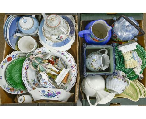 Miscellaneous English and continental ceramics, 19th c, to include a bamboo moulded jardiniere, ironstone dinnerware and a pa