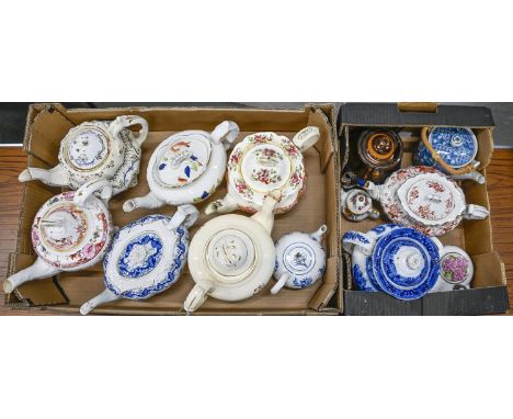 Thirteen porcelain and earthenware teapots and covers, first half 19th c and later, to include lustre, 19.5cm h and smaller  