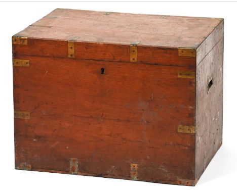 A Victorian brass mounted mahogany trunk, with flush handles, 46cm h; 46 x 61cm  Shrinkage crack across top