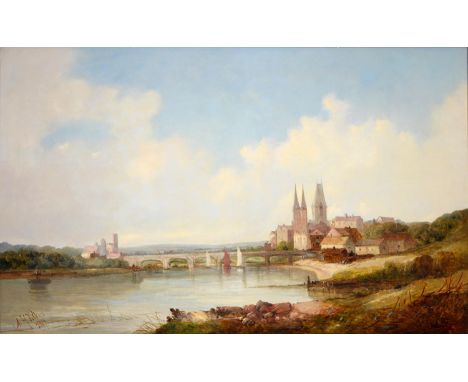 Alfred Henry Vickers (1840-after 1911) - A Continental Riverside Town,&nbsp;signed and dated 1881, oil on canvas, 75 x 126cm 