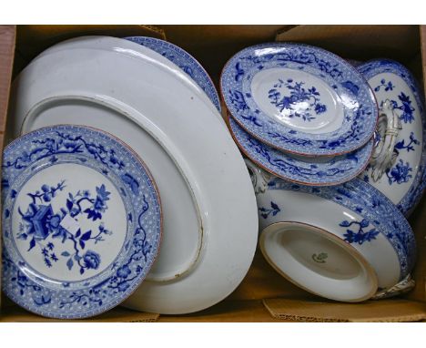 A Royal Worcester earthenware dinner service, late 19th c, including meat dish and tureens 