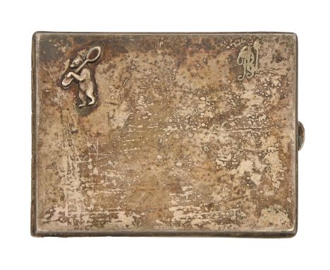 A Serbian silver cigarette case, early 20th c, 10cm l, 4oz 10dwt  Good condition