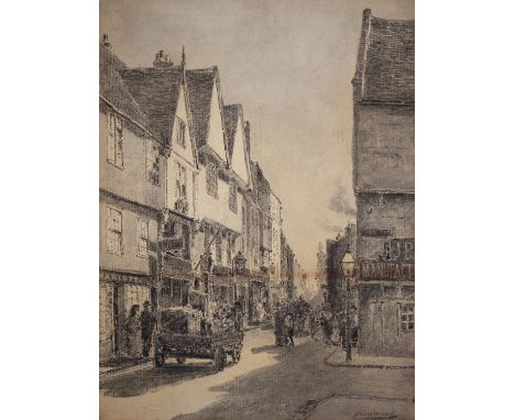 Thomas William Hammond (1854-1935) - Bridlesmith Gate Nottingham, 1881, signed, pencil and charcoal, 66 x 50cm  Good conditio