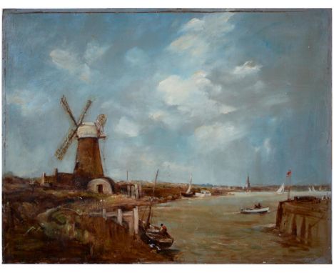 Arthur D Davies RBA (1893-1988) - A Norfolk Windmill, signed, oil on board, 45 x 60.5cm, unframed  One or two minor scratches