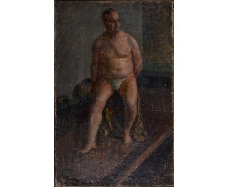 Frank Johnson (1917-1998) - Life Study, oil on canvas, 57 x 36.5cm  Would benefit from a light clean, unlined