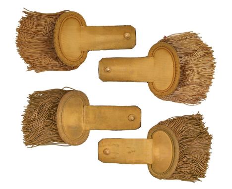 Militaria. Two pairs of French 2nd Republic officer's gilt metal thread epaulettes, mid 19th c, boxed, G G Lyon and L D &amp;