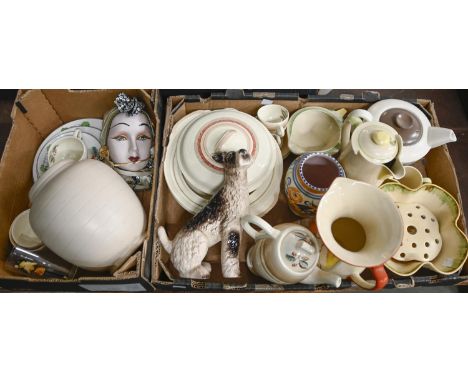 Miscellaneous English earthenware and porcelain, mid-late 20th c, to include a Poole Pottery Ariadne teapot and cover, a mode