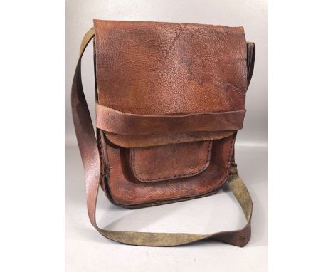 Leather poachers / hunting cartridge bag, approx 30cm x 25cm