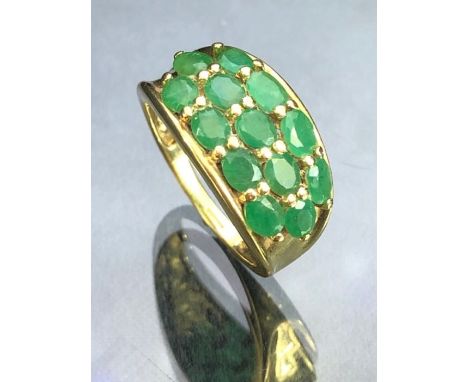 9ct Gold ring set with faceted gemstones in claw settings size 'O' approx 4.2g