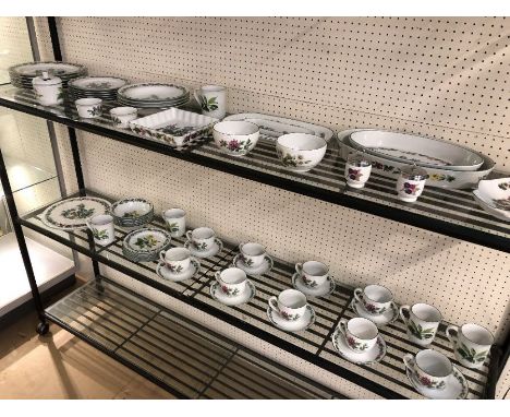 Royal Worcester 'Herbs' pattern part tea and dinner service, circa 62 pieces, to include plates, bowls, serving dishes, cups 