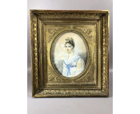 Continental School, framed portrait of a young woman, watercolour, inscriptions to reverse describe Elizabeth Egerton, marrie