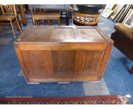 A Oak Three Panel Blanket Chest, 100cm
