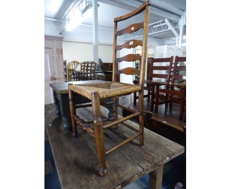 A Rush Seated Ladder Back Side Chair 