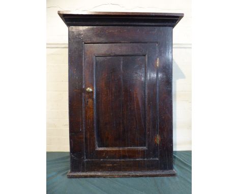 A 19th Century Oak Cabinet with Panel Door and Moulded Cornice, 69 x 36 x 93 Cm High 