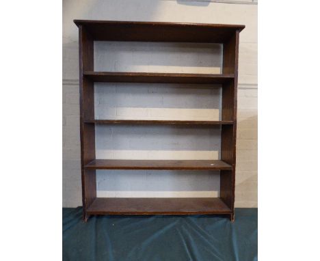 A Stained Pine Four Shelf Open Bookcase, 92 Cm Wide