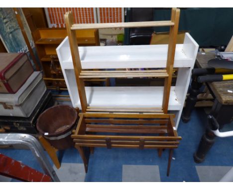 A Wooden Book Shelf, Clothes Airer, Two Flower Planting Troughs 