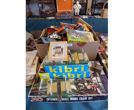 A Collection of 00 Gauge Railway Track, Accessories, Buildings, Level Crossings, Kits and HO Model Train Set 