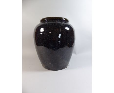 A Large Heavy Glazed Planter, 38 Cm High
