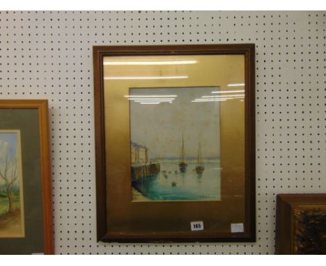 A framed watercolour, seascape, signed