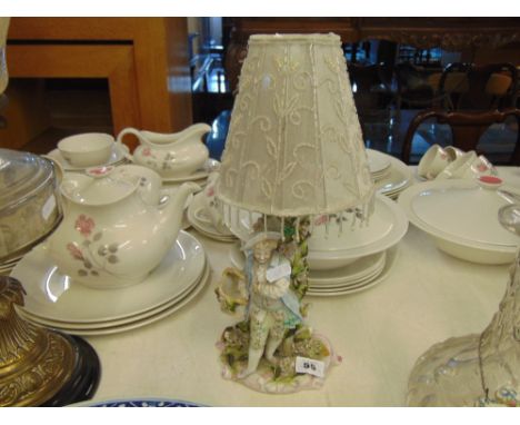 A Dresden figural lamp possibly Meissen