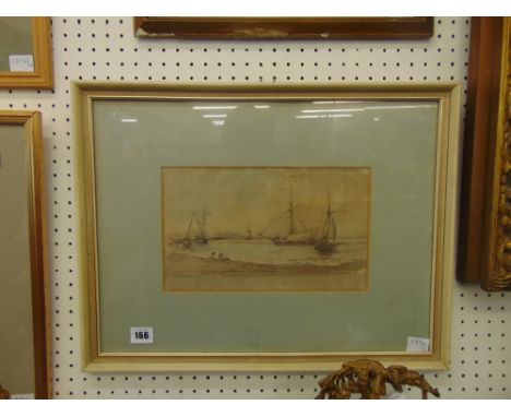 A framed watercolour seascape