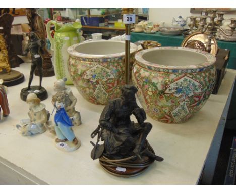 A spelter figural lamp