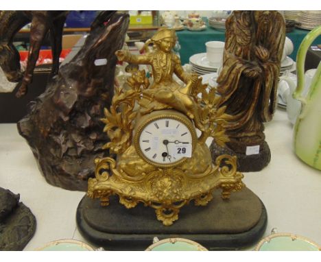 A gilt French mantle clock a.f