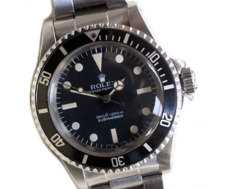 Rolex, a c.1978 boxed gents Rolex Oyster Perpetual Submariner wristwatch, steel case and integral strap, 4cm black dial, blac