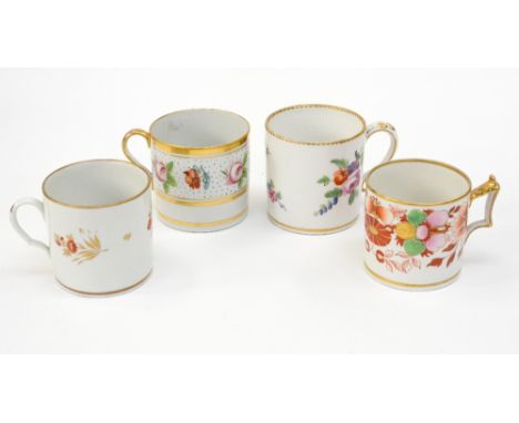 A collection of early 19th century coffee cans including Worcester Flight, Barr and Barr, Coalport and Sevres style, decorate