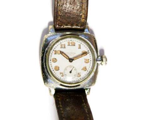 A gents c.1930's Oyster Rolco wristwatch, 3cm circular illuminous dial with subsidiary seconds dial, leather strap, (distress
