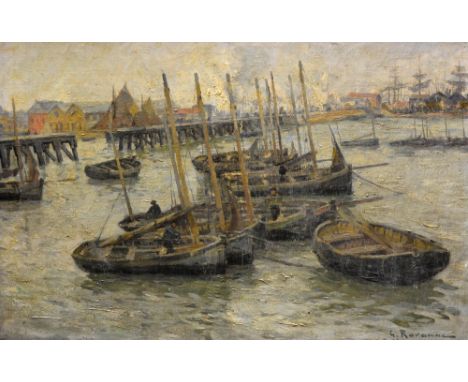 Ravanne, Leon Gustave (French) (1854-1904), 'Boulogne S/Mer', oils on canvas, signed, framed, 37cm by 54cm