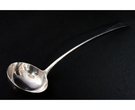 A George III sterling silver old English pattern soup ladle, bottom marked for London 1780, maker Thomas Northcote, length 35