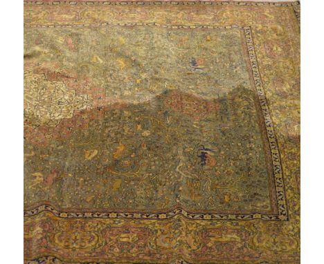 An Arts and Crafts Persian style Axminster Seamless silk carpet, by Templetons of Glasgow, circa 1900, pink and green foliate