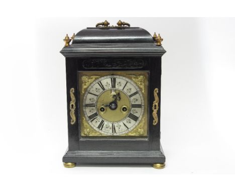 A William and Mary ebonised and gilt brass mounted striking bracket clock, Edward Burgis, London, circa 1695, The 5.5 inch si