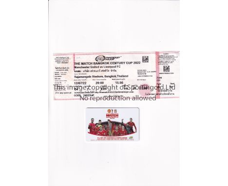 MANCHESTER UNITED          Two tickets for the away Match Bangkok Century Cup tie v Liverpool at Rajamangala Stadium in Thail
