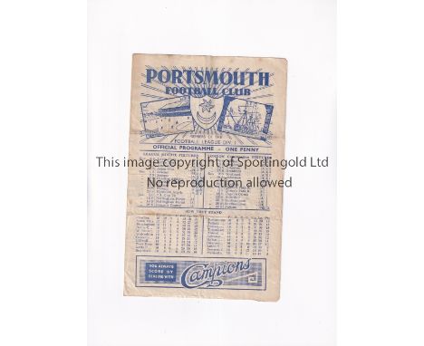 ARSENAL    Programme for the away FL South match v Portsmouth 1/12/1945, horizontal creases, scores entered to cover, slight 