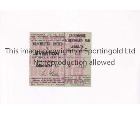 MANCHESTER UNITED         Ticket for the home League match v Everton 10/8/1968.        Good 