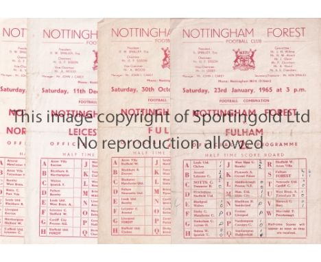 NOTTINGHAM FOREST       Sixteen home programmes for Football Combination matches v Fulham 64/5, 7 X 65/6 including Arsenal an