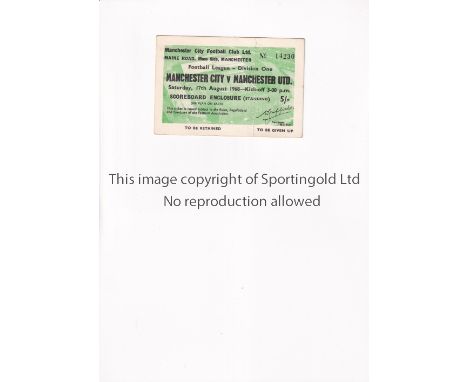 MANCHESTER UNITED       Unused ticket for the away League match v Manchester City 17/8/1968.    Generally good 