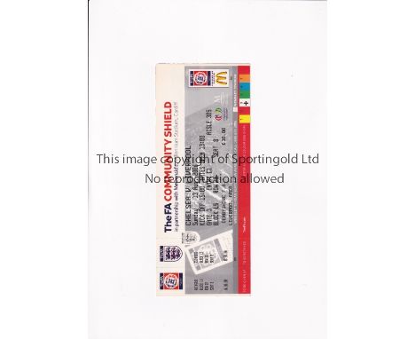2006 COMMUNITY SHIELD     Unused ticket for Chelsea v Liverpool at Millenium Stadium in Cardiff 13/8/2006, with two counterfo