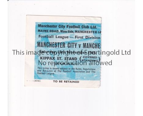 MANCHESTER UNITED       Ticket for the away League match v Manchester City 15/11/1969.      Generally good 